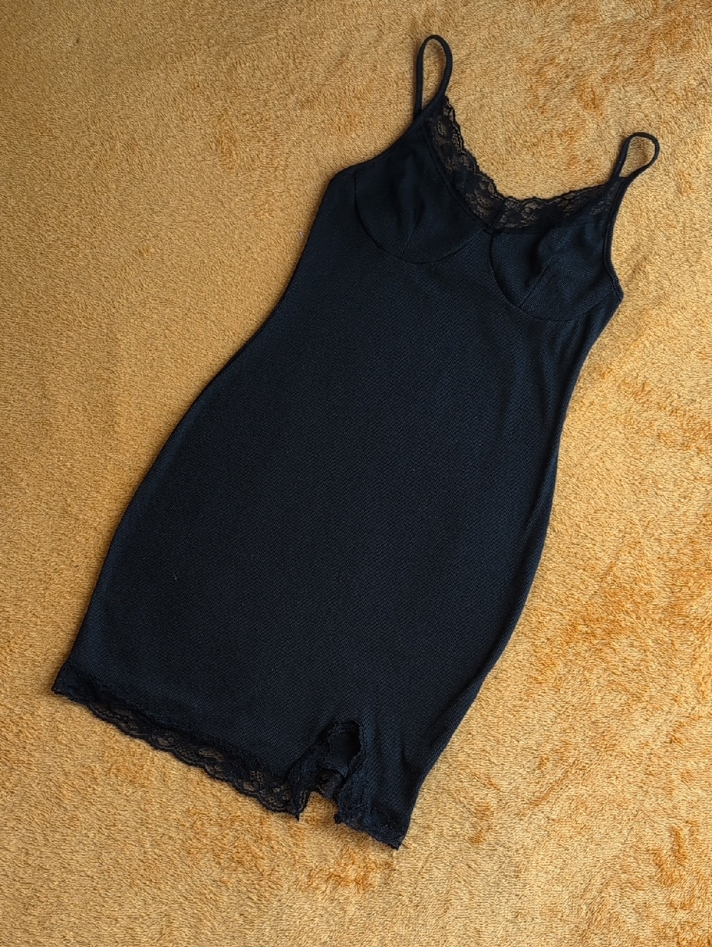 SHEIN Black Lace-Trim Slip Romper